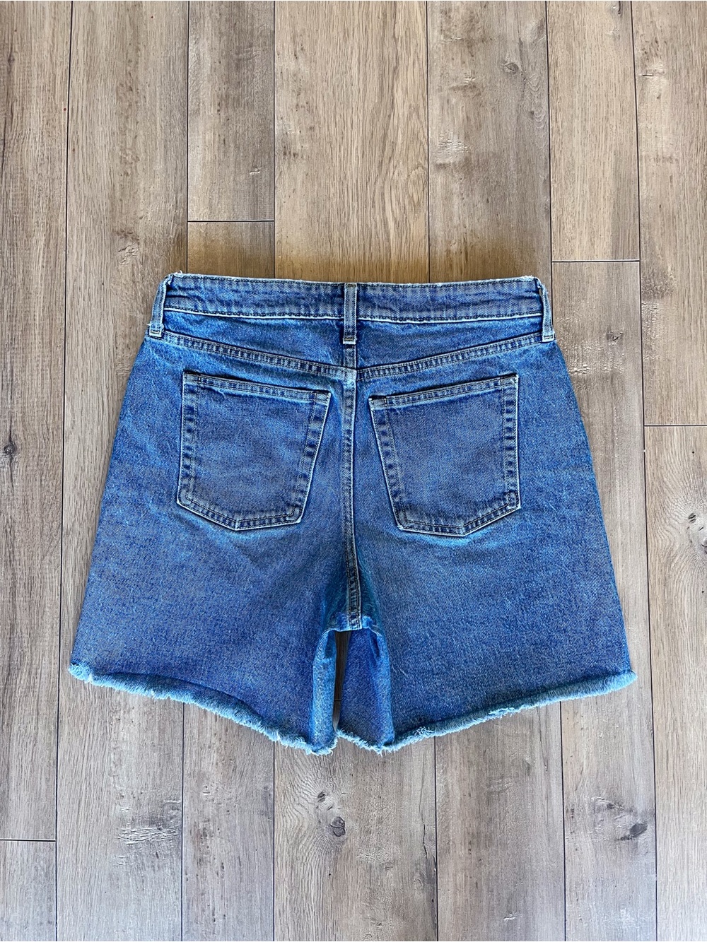 Free Assembly High Rise Raw Hem Cuffed Denim Shorts 3” / 6” Inseam - Picture 6 of 11
